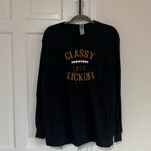 Black Long Sleeve Shirt with Orange Print